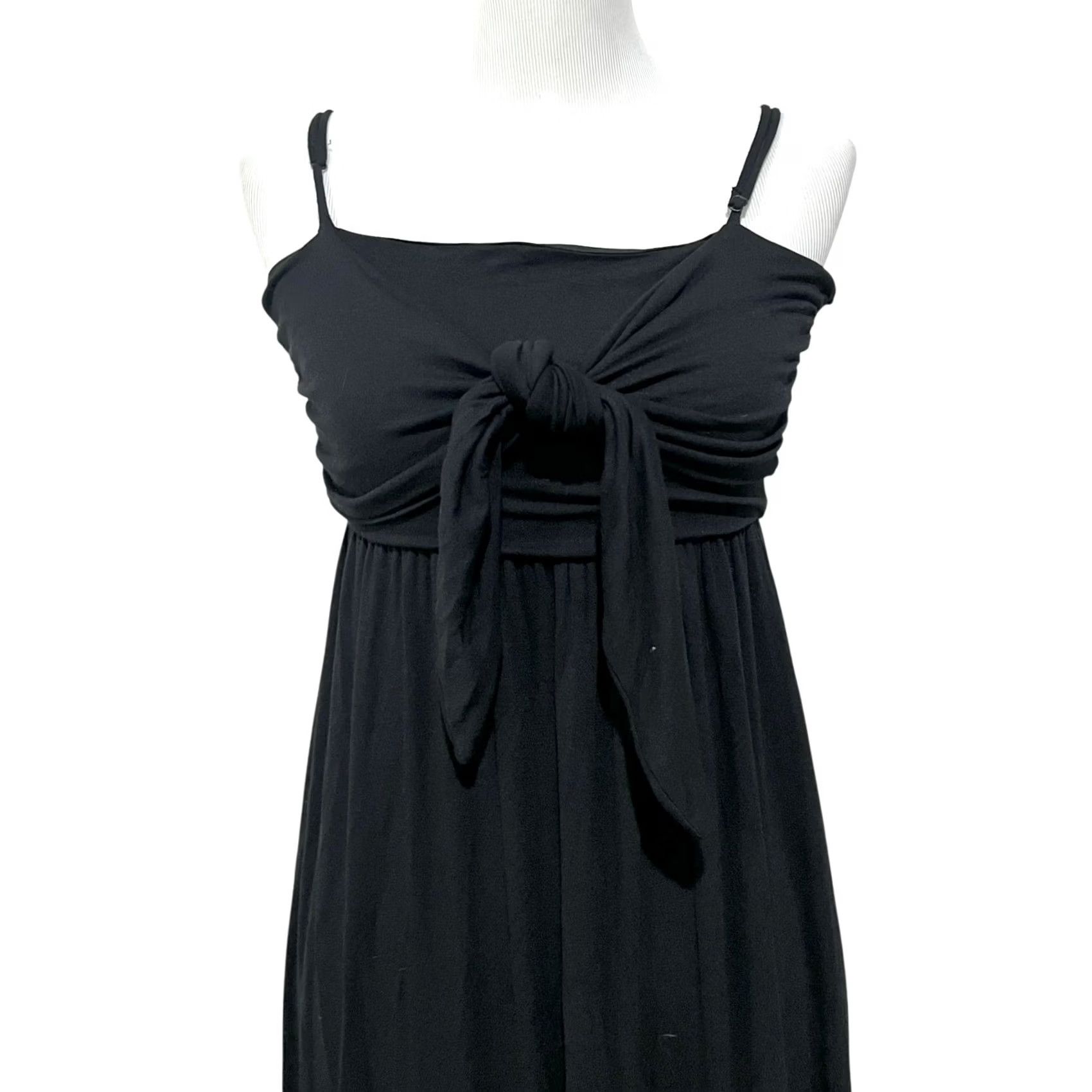 Vintage Francesca's Casual Dress Black Maxi Jersey Knit Tie Front Spaghetti Straps XXS Dress Tank Dress Sleeveless Women Size XXS / US 00 / IT 34 - 2 Thumbnail