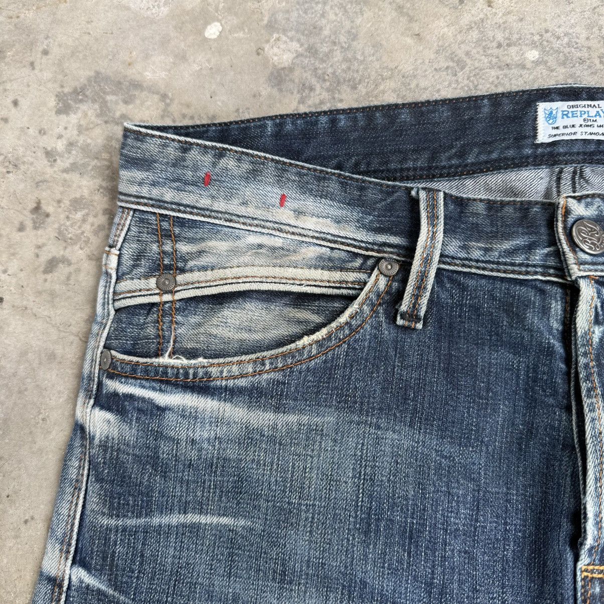 Replay W34x30 Vintage Replay Button Fly Faded Ripped Denim Jean Size US 34 / EU 50 - 8 Thumbnail