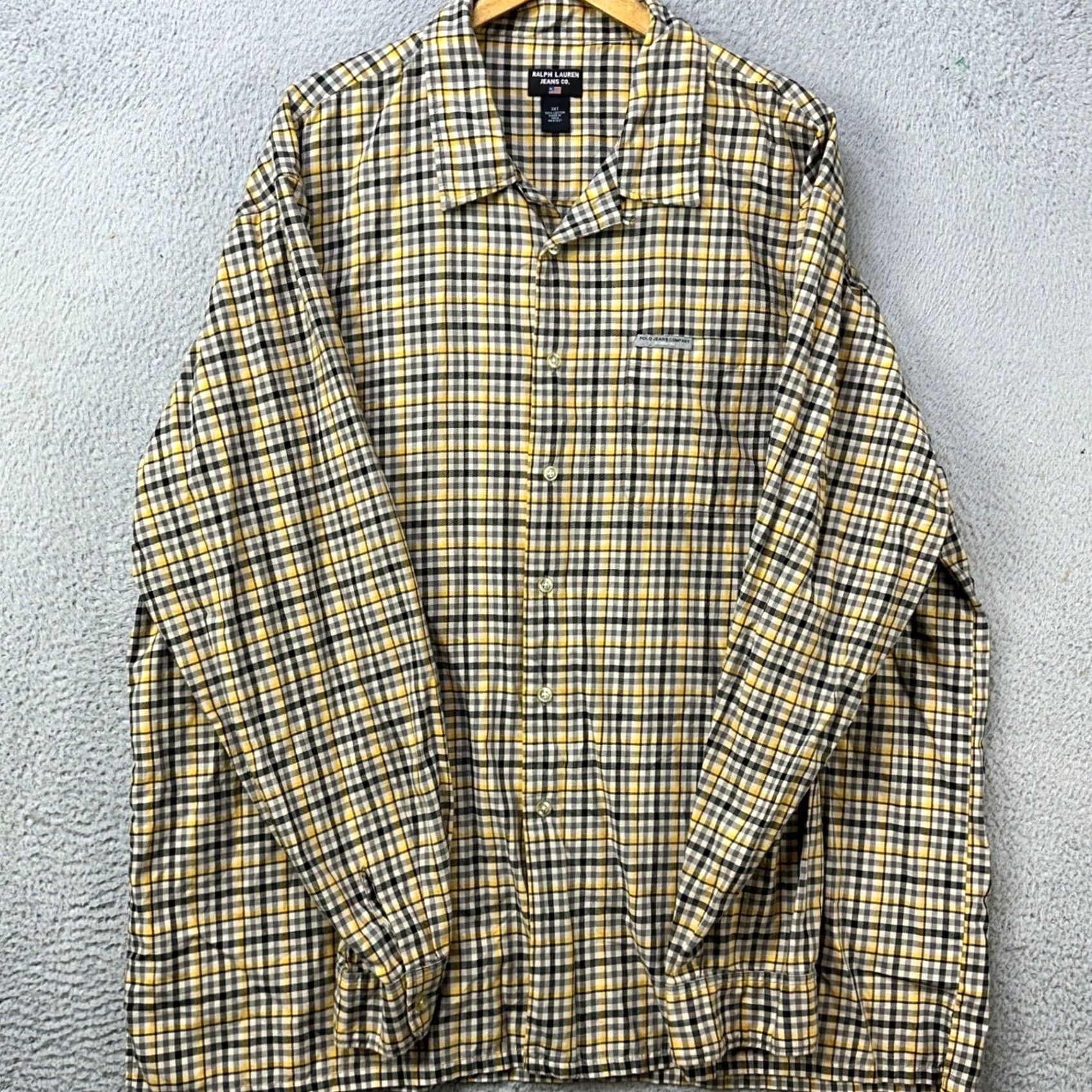Ralph Lauren Ralph Lauren Jeans Co. Button-Up Shirt Mens 3XT Tall Yellow Check Casual Spring Long Sleeve Collared Vintage N/A Size US XXL / EU 58 / 5 - 2 Thumbnail