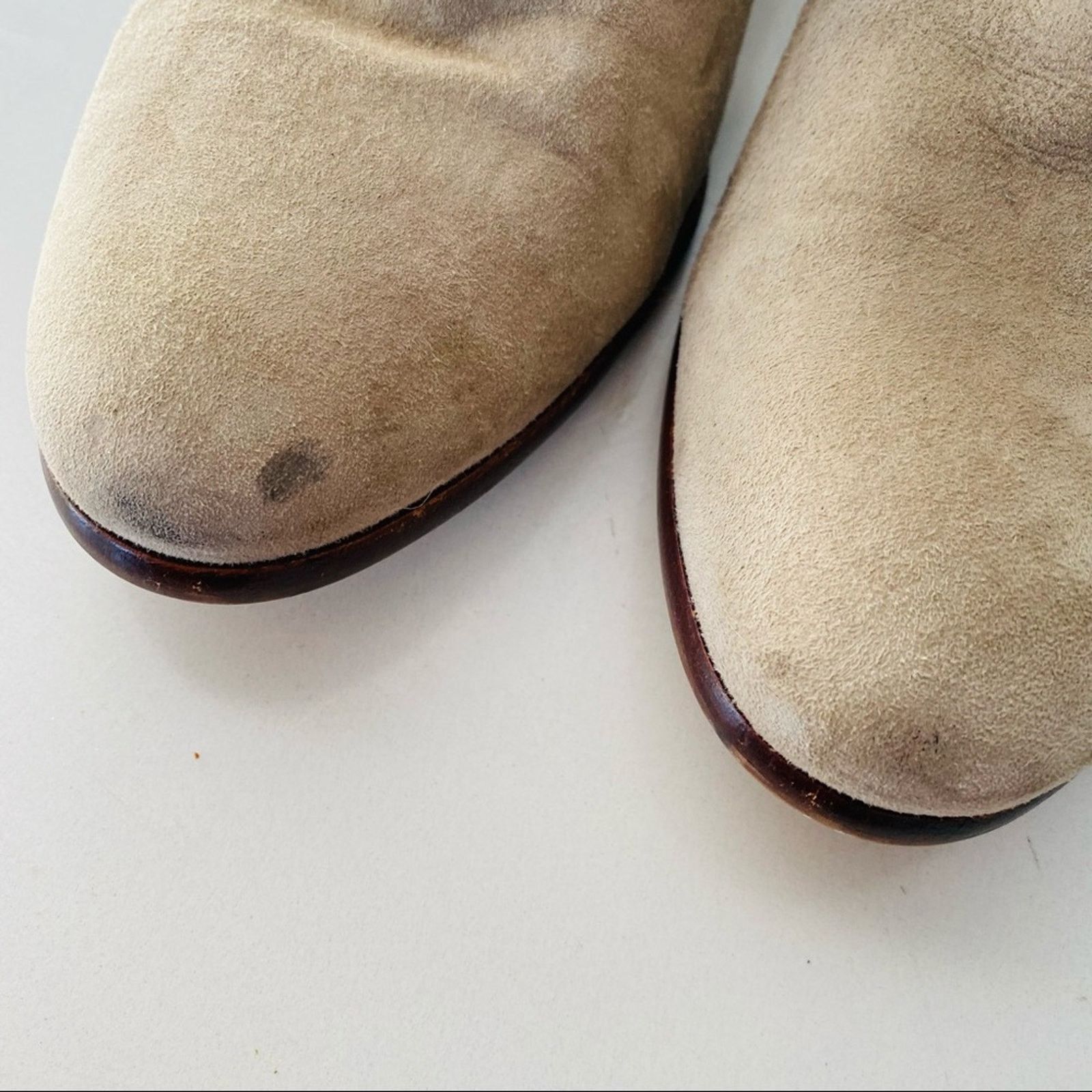 Nordstrom SAM EDELMAN Beige Tan Suede Leather Ankle Boot Booties Shoes Size US 9.5 / IT 39.5 - 7 Thumbnail