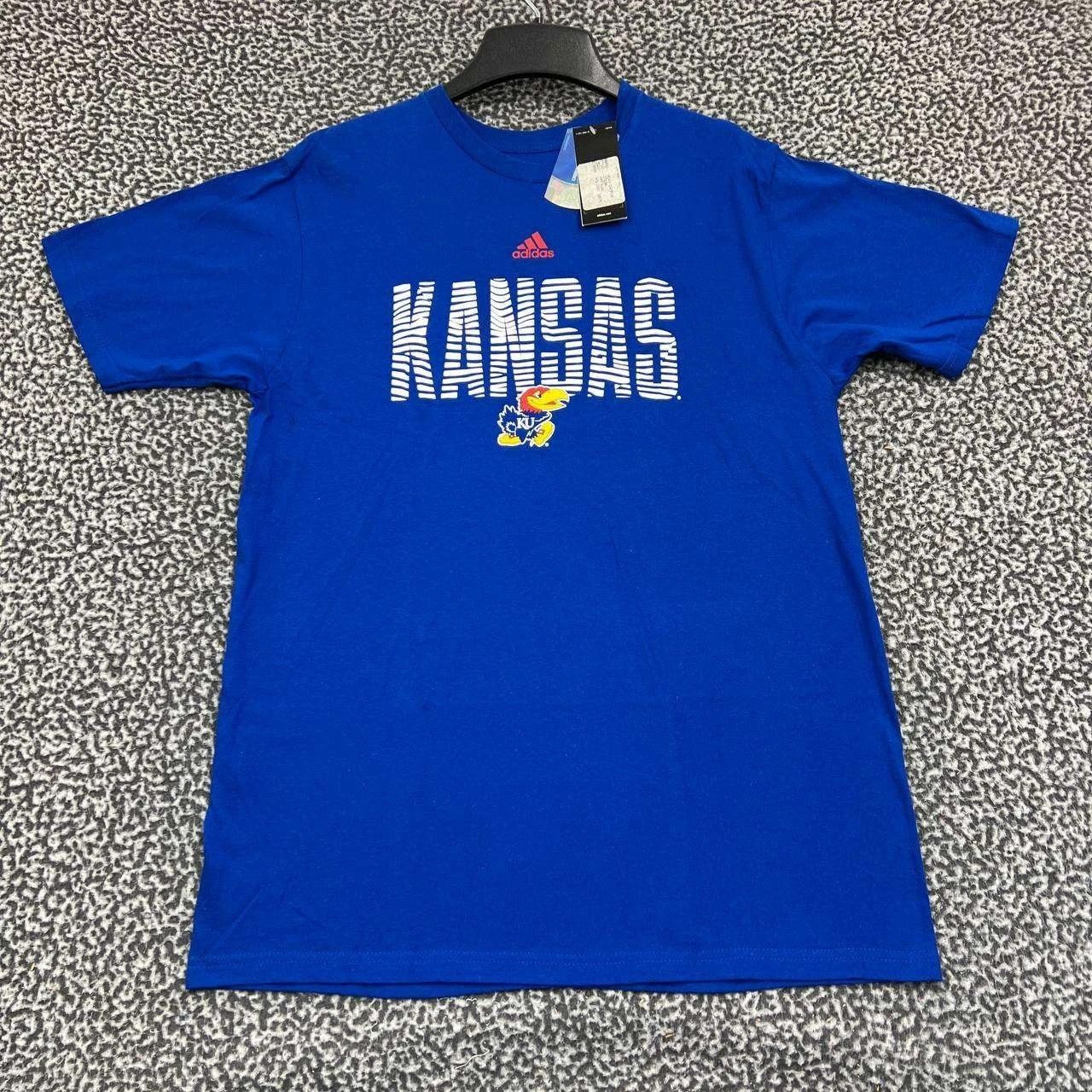 Adidas Kansas Jayhawks Shirt Men Short Sleeve Crew Neck Cotton L Size US L / EU 52-54 / 3 - 1 Thumbnail