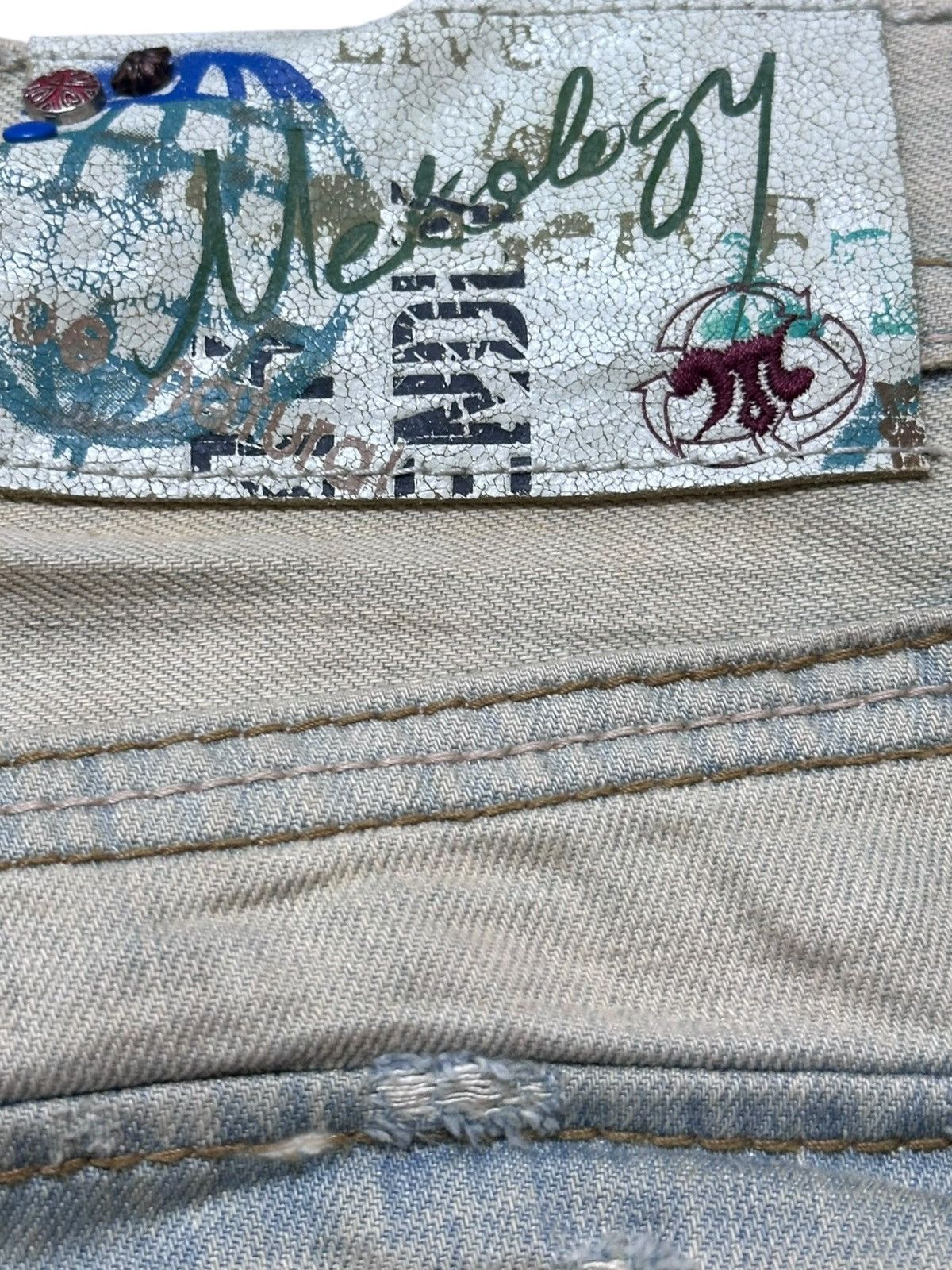 Mek Denim Vintage MekDenim Faded Mudwash Distressed Denim Size US 33 - 8 Thumbnail