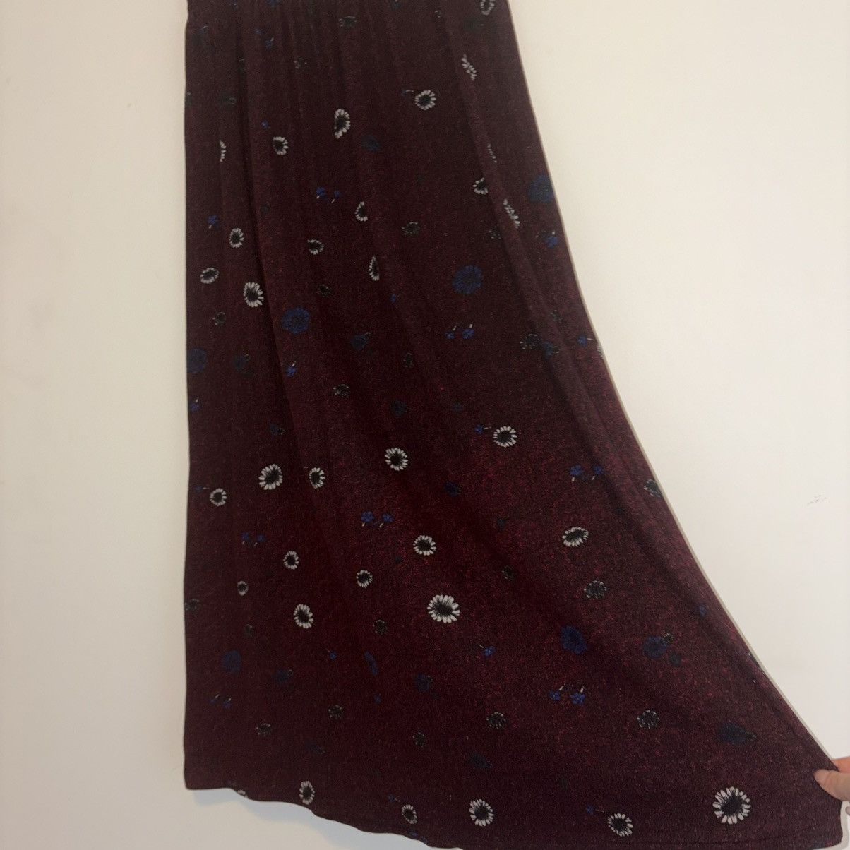 Other Purple Blue & White Soft & Stretchy Floral Maxi Skirt Size 42" / US 20 - 2 Thumbnail