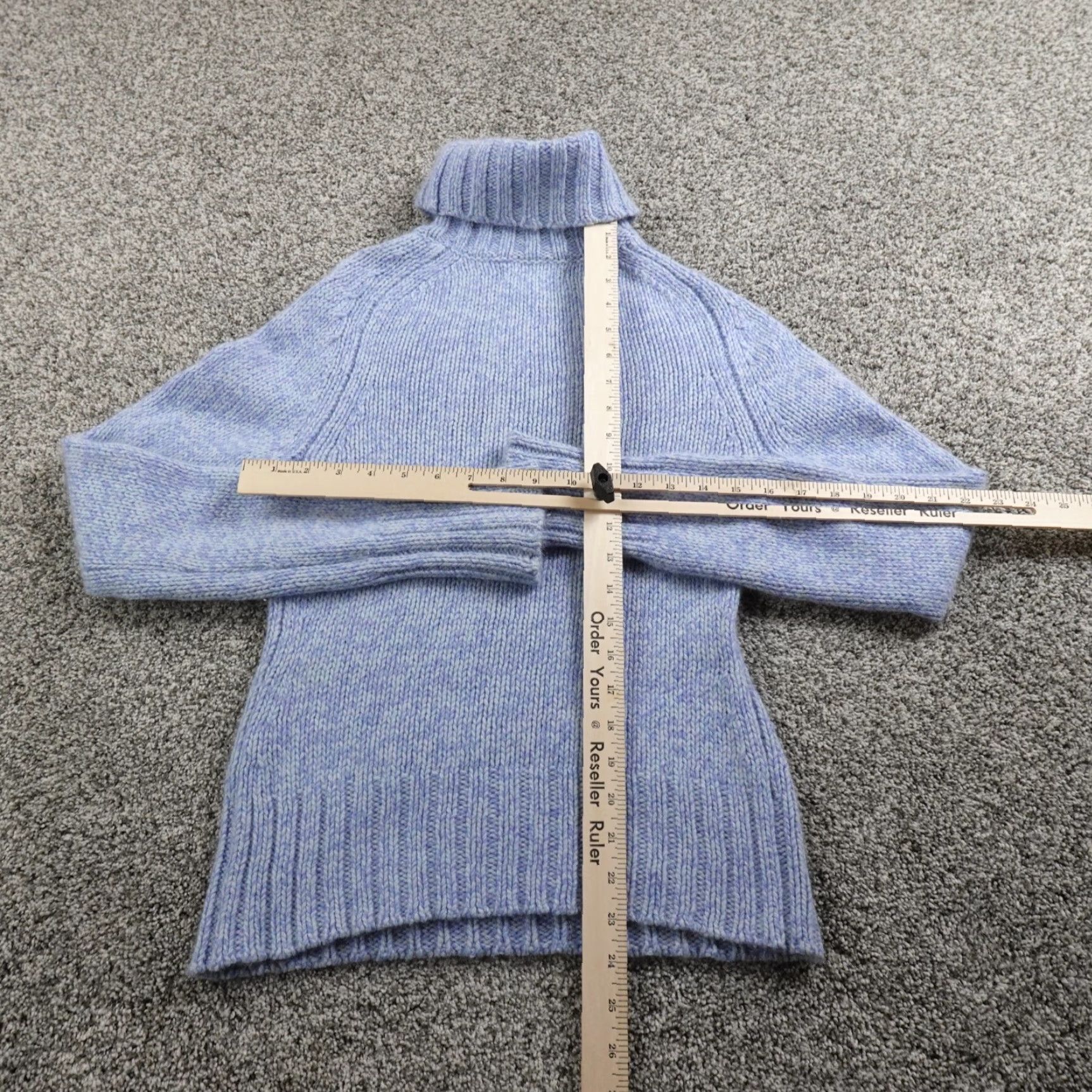 Express Express Sweater Womens M Blue Cable-Knit Turtleneck Pullover Merino Wool Cashmere Angora Size M / US 6-8 / IT 42-44 - 5 Thumbnail
