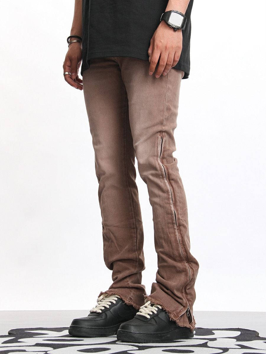 zipper utility tactical faded flared pants