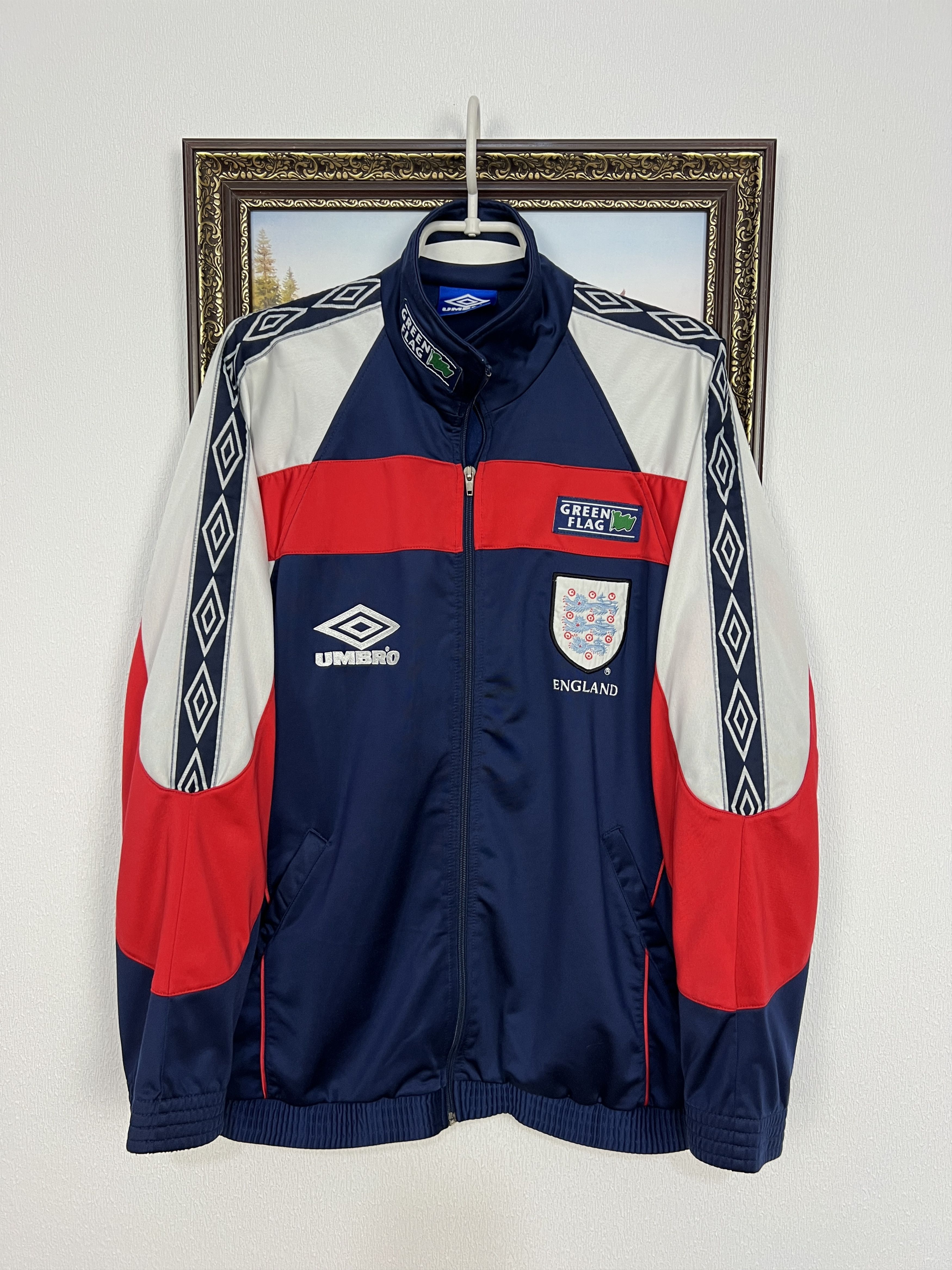 Vintage 90's Umbro England Green Flag Football Jacket