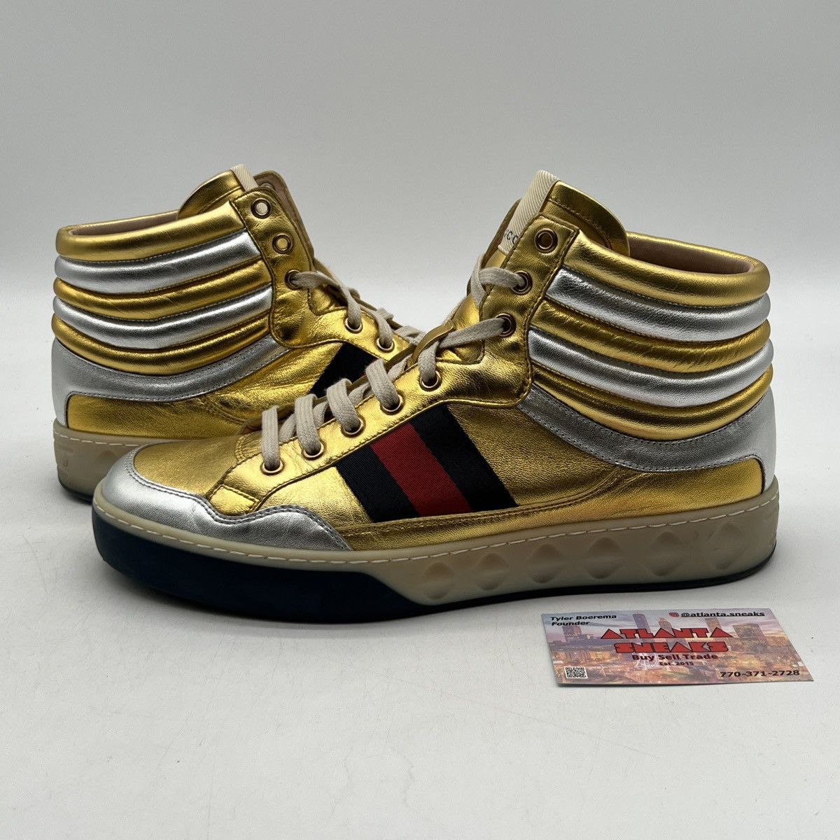 Gucci Gucci leather high metallic gold Size US 8.5 / EU 41-42 - 1 Thumbnail
