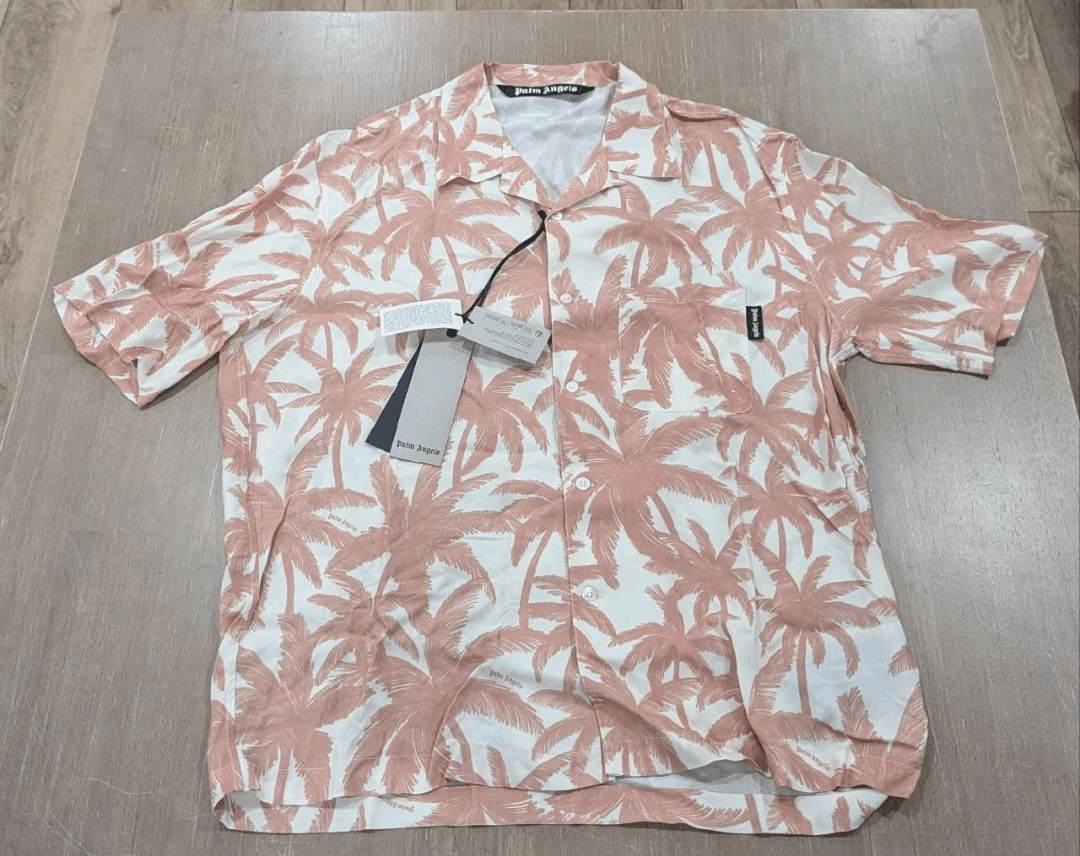 Palm Angels PALM ANGELS Palm Print SS Button Up Shirt Pink/Off-White 54 Size US L / EU 52-54 / 3 - 1 Thumbnail