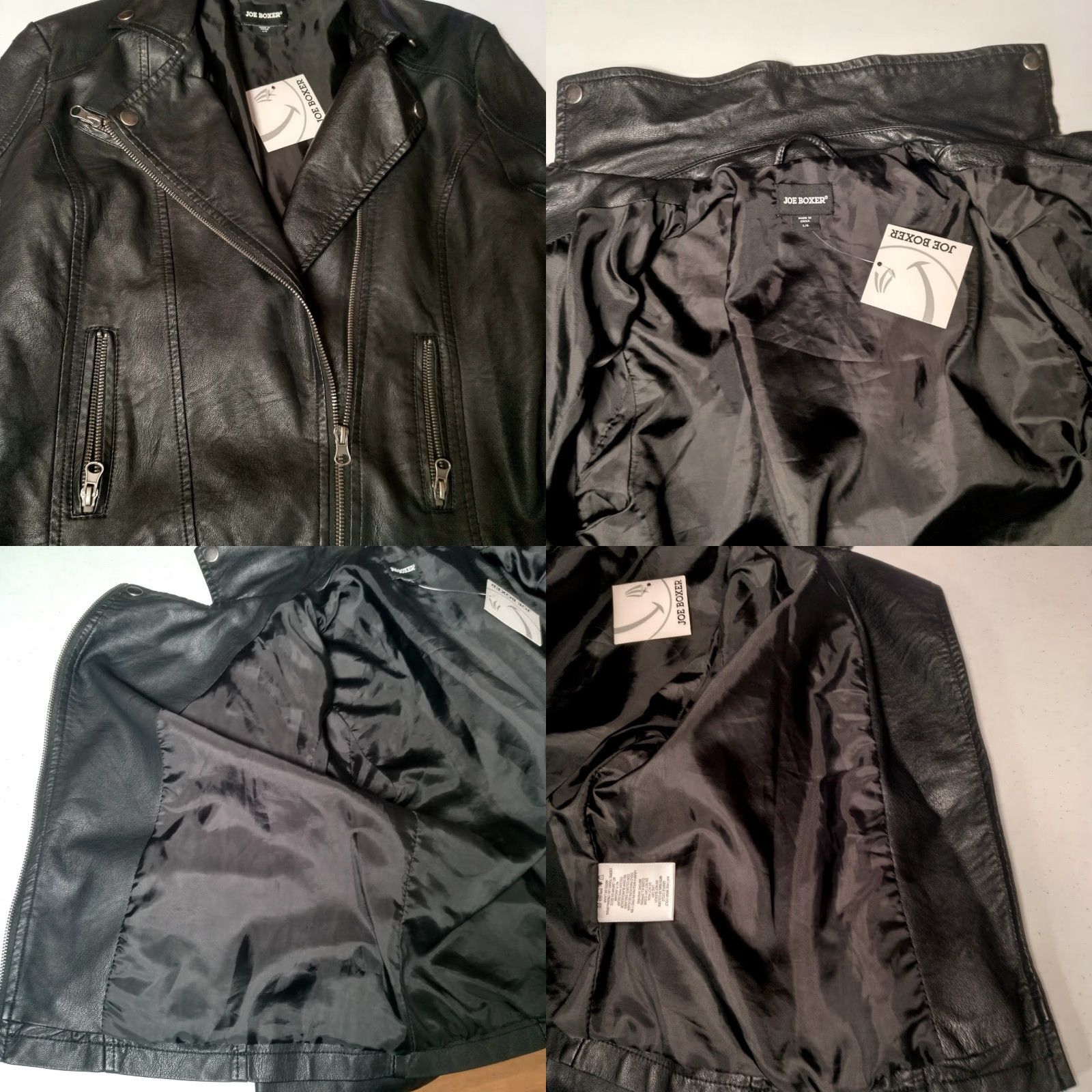 Joe Boxer VINTAGE Joe Boxer Faux Leather Moto Jacket Women L Black Short Zipper Motorcycle Biker Jacket Grunge 90s Mens Women Girls Size 36" / US 14 / IT 50 - 10 Thumbnail