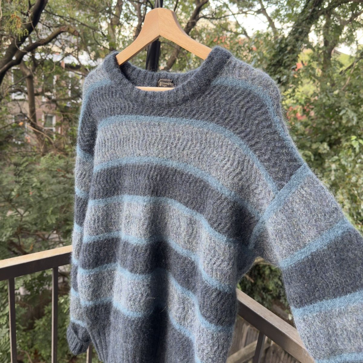 Ermenegildo Zegna Vintage Zegna Blue Mohair Sweater ERD Grunge Faded Size US XL / EU 56 / 4 - 5 Thumbnail