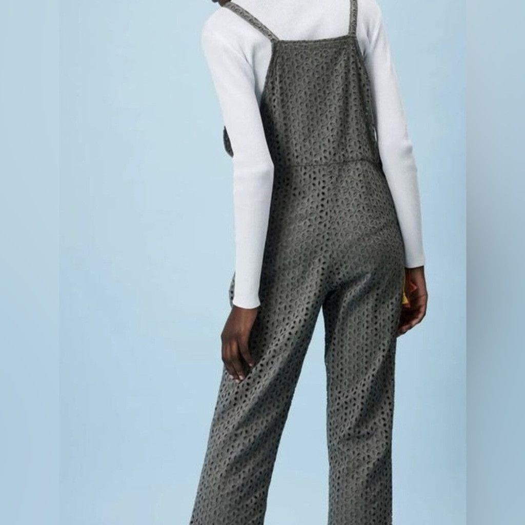 Zara Zara Grey Cotton Broderie Eyelet Jumpsuit Size S Size 28" / US 6 / IT 42 - 3 Thumbnail