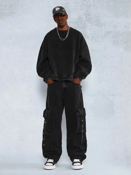 Designer y2k baggy cargo hiphop Faded pants Size US 35 - 2 Thumbnail