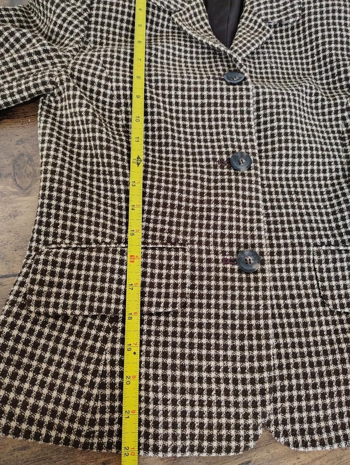 Ann Taylor Vintage Grandpa Ann Taylor Brown Tan Plaid Blazer Coat Wool Size XS / US 0-2 / IT 36-38 - 8 Thumbnail