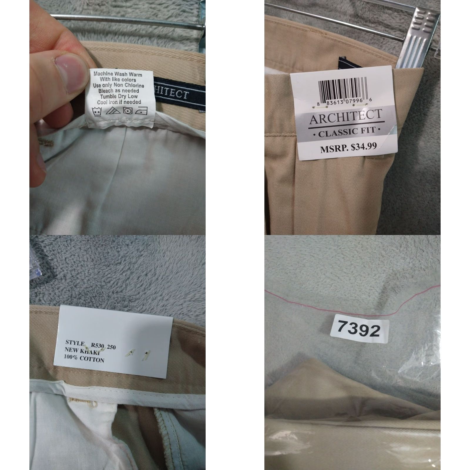 Architect Architect Mens 38x29 Beige Chino Pants Classic Fit Wrinkle Resistant 2 Pack Casual Workwear Slim Straight Pocket City Preppy Mens Size US 38 / EU 54 - 8 Thumbnail