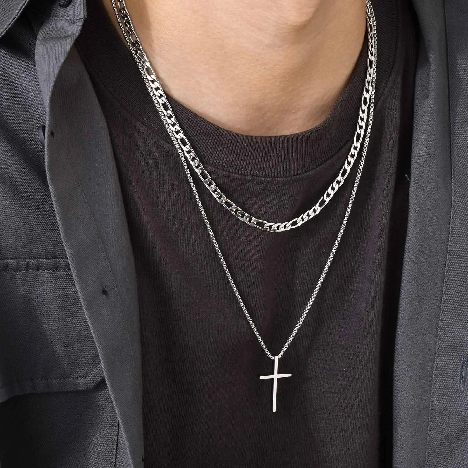 Vintage Cross Necklace for Men Boy Size ONE SIZE - 1 Thumbnail