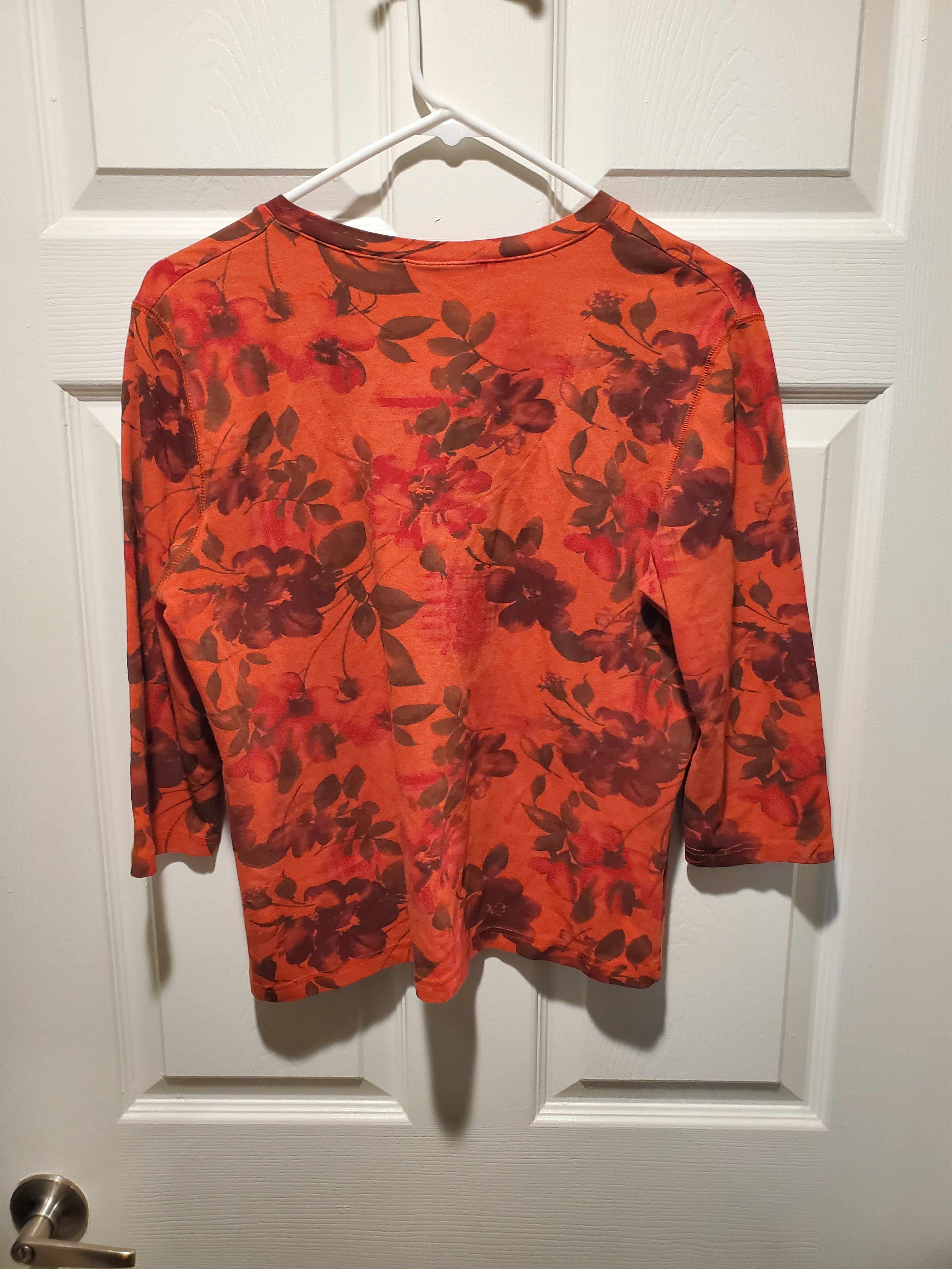 Gloria Vanderbilt Gloria Vanderbilt orange red floral top-size M Size M / US 6-8 / IT 42-44 - 2 Thumbnail
