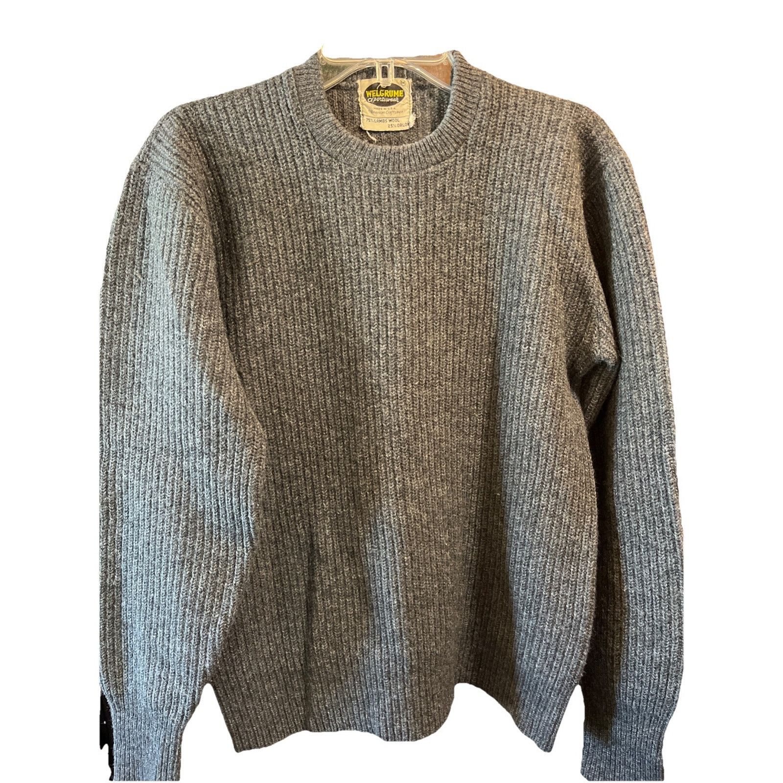 Other Welgrume Sportswear Women’s M Lambswool Orlon Sweater Gray Size M / US 6-8 / IT 42-44 - 1 Thumbnail