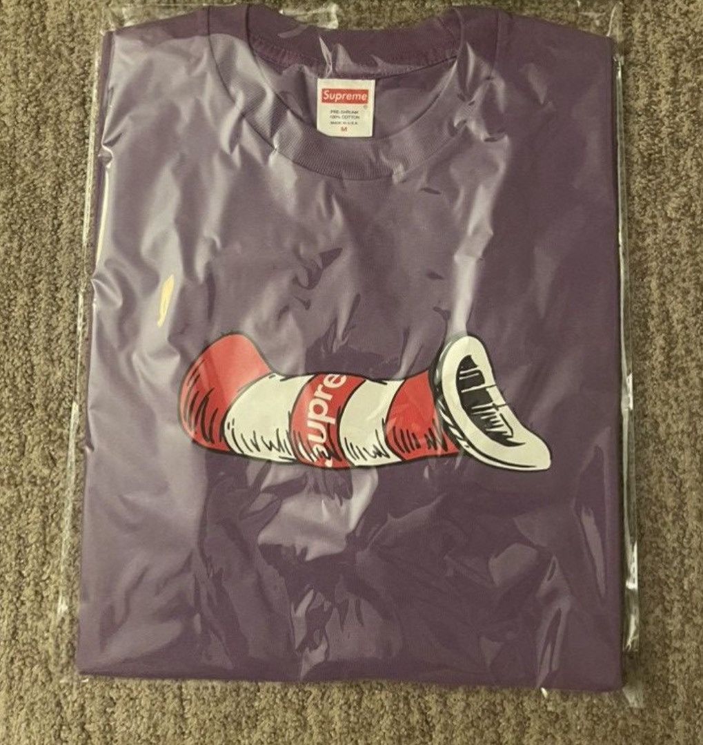 SUPREME X CAT IN THE HAT TEE PURPLE SIZE MEDIUM