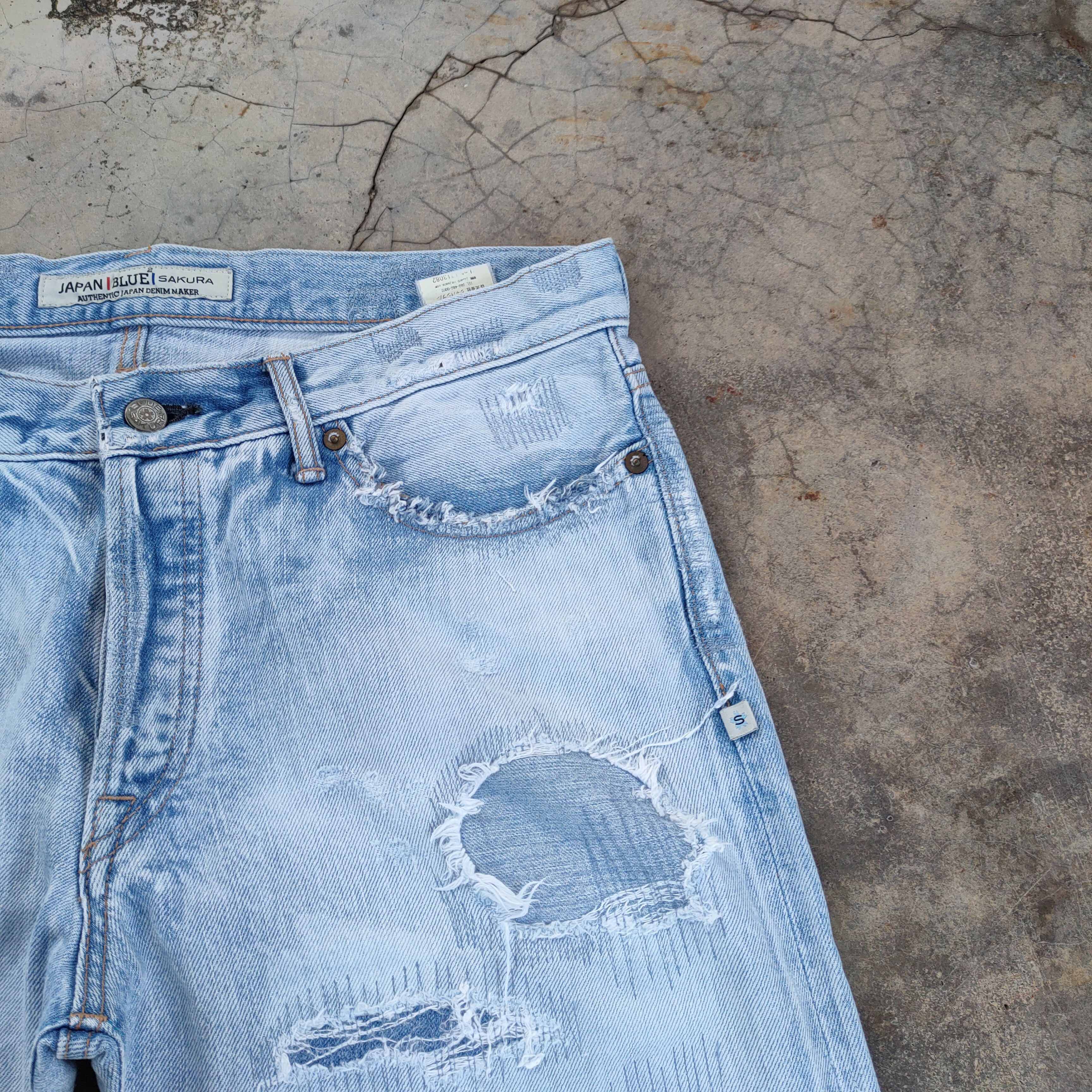 Japan Blue W32 VINTAGE JAPAN BLUE DISTRESSED DENIM JEAN DENIM PANTS Size US 34 / EU 50 - 7 Thumbnail
