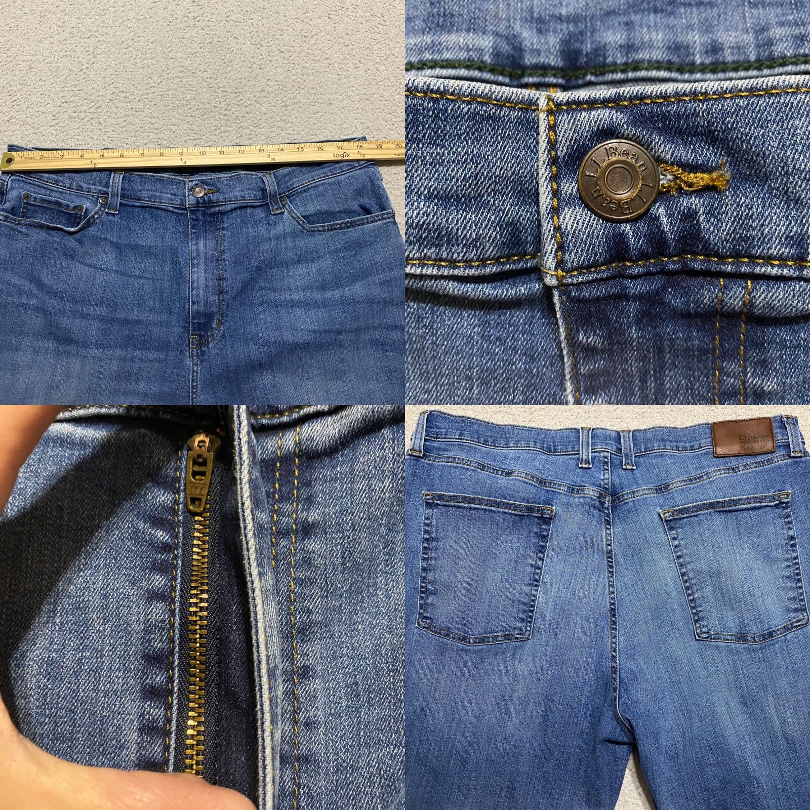 Vintage L.L. Bean Jeans Mens 40x30 Blue Denim Straight Medium Wash Mid Rise Classic Shirt Mens Size: 40 Regular Blue Jeans Straight 5-Pocket Design Mens 40x30 Size US 40 / EU 56 - 8 Thumbnail