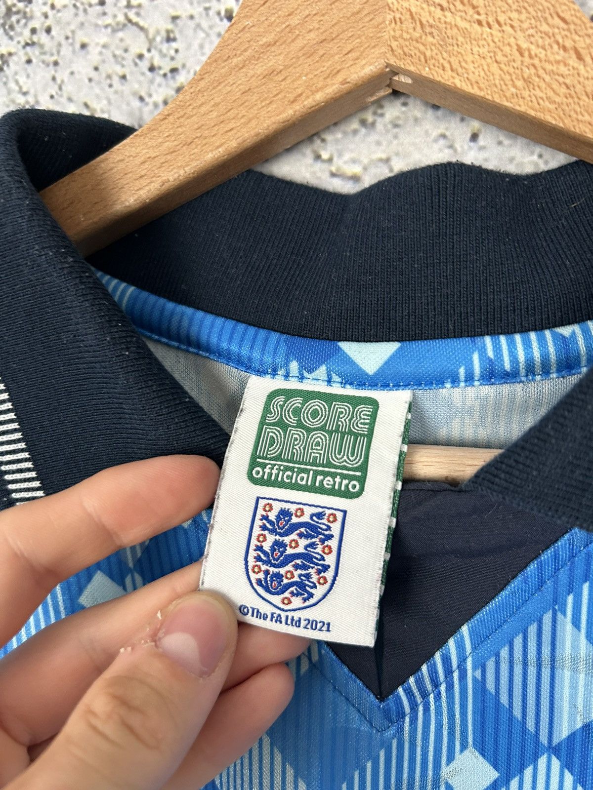 Vintage England Soccer Draw Jersey Blue Vintage Retro Football Size US L / EU 52-54 / 3 - 6 Thumbnail