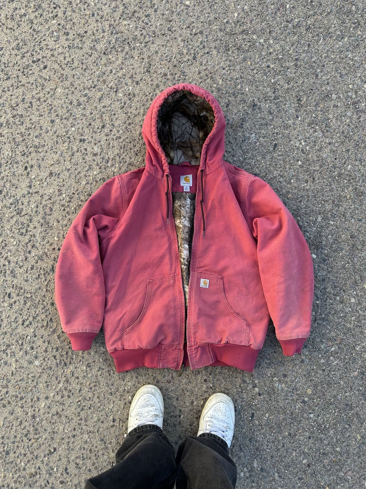 image of Pastel Pink Carhartt Real Tree Lined Active Jacket in Red, Men's (Size Medium)