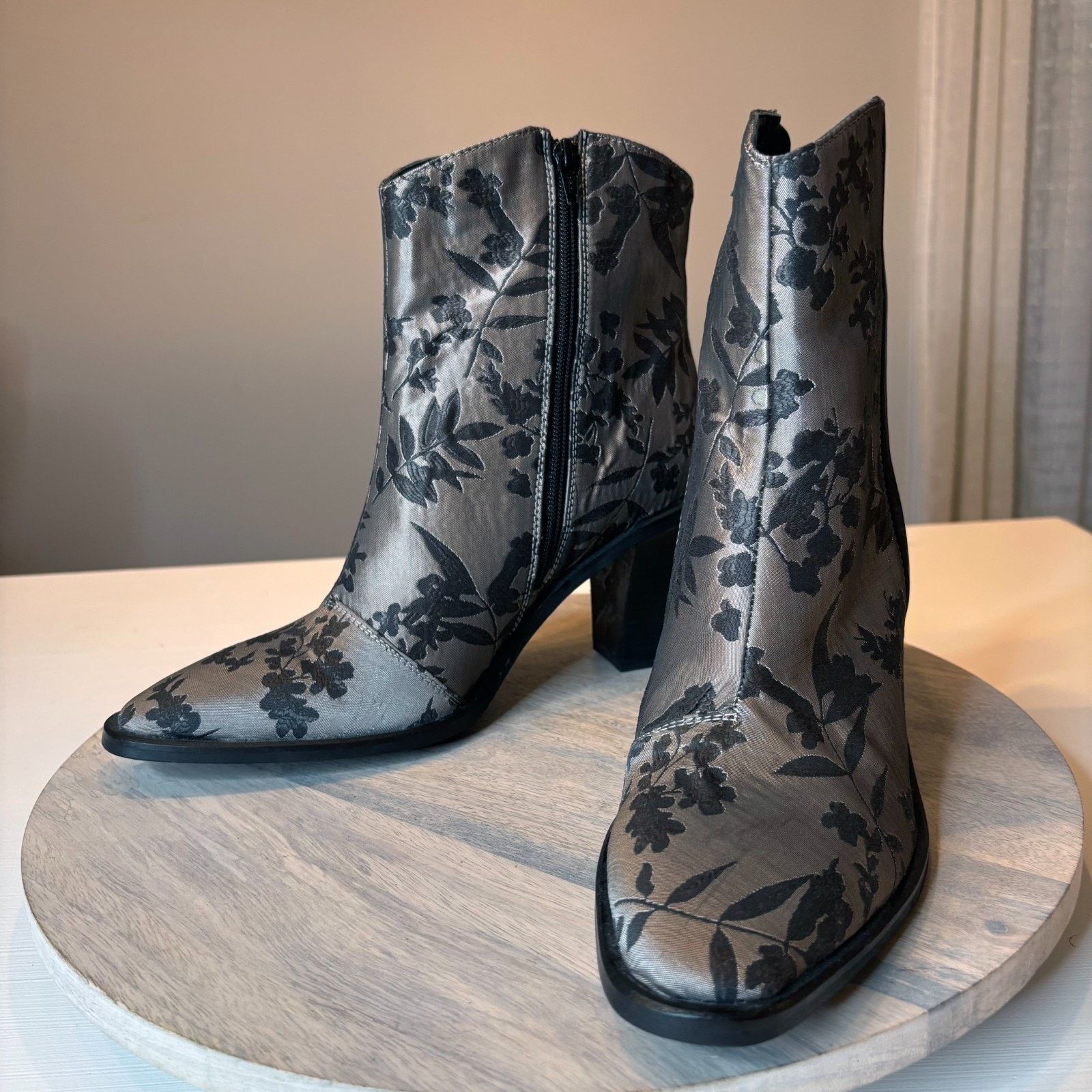 Free People Free People Barclay EU 41 Floral Jacquard Ankle Boots Sz 11 Size US 11 / IT 41 - 3 Thumbnail