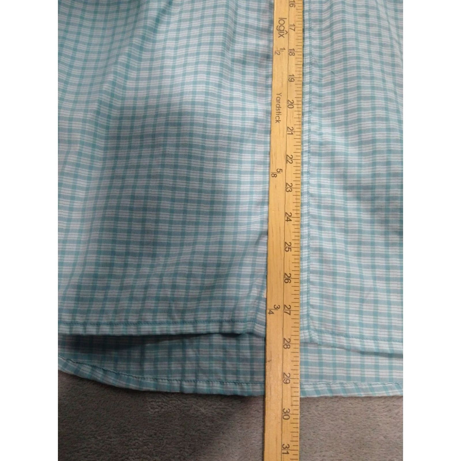 Vintage Simms Shirt Mens Small Blue Plaid Short Sleeve Button Up Outdoor Nylon Polyester Regular Fit Size US S / EU 44-46 / 1 - 3 Thumbnail