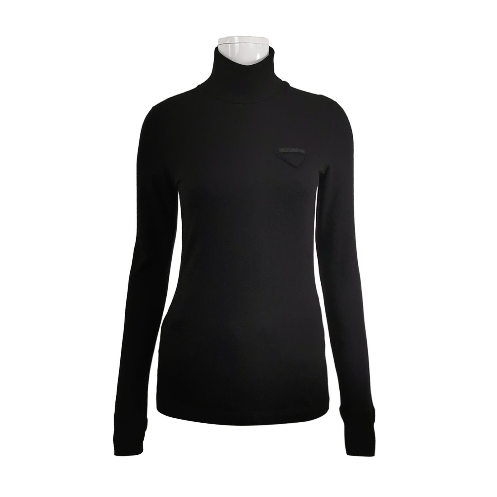 Prada Prada Black High Neck Long Sleeve Knit Top 0089 Size XXS / US 00 / IT 34 - 1 Thumbnail