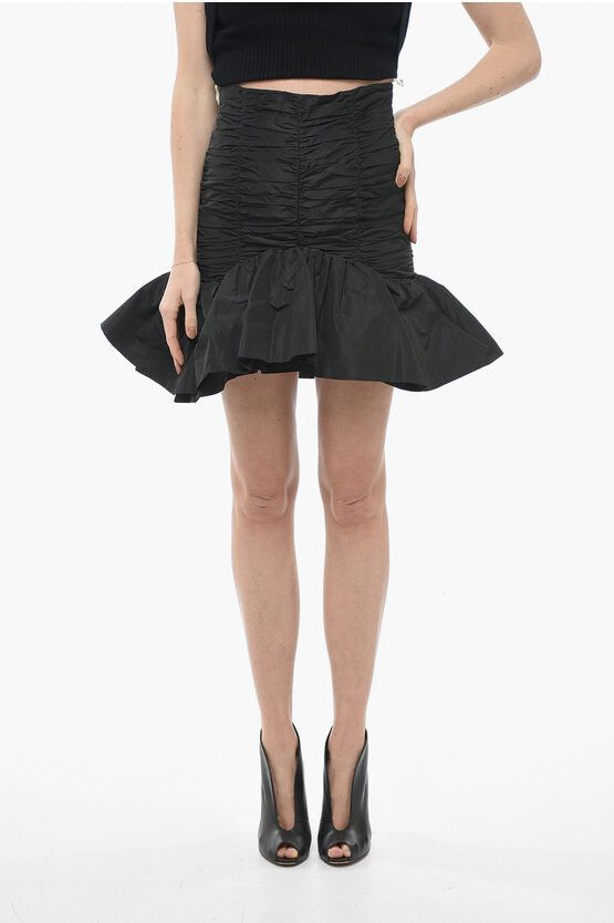 image of Patou Draped Bloom Miniskirt With Flared Bottom in Black, Women's (Size 26)