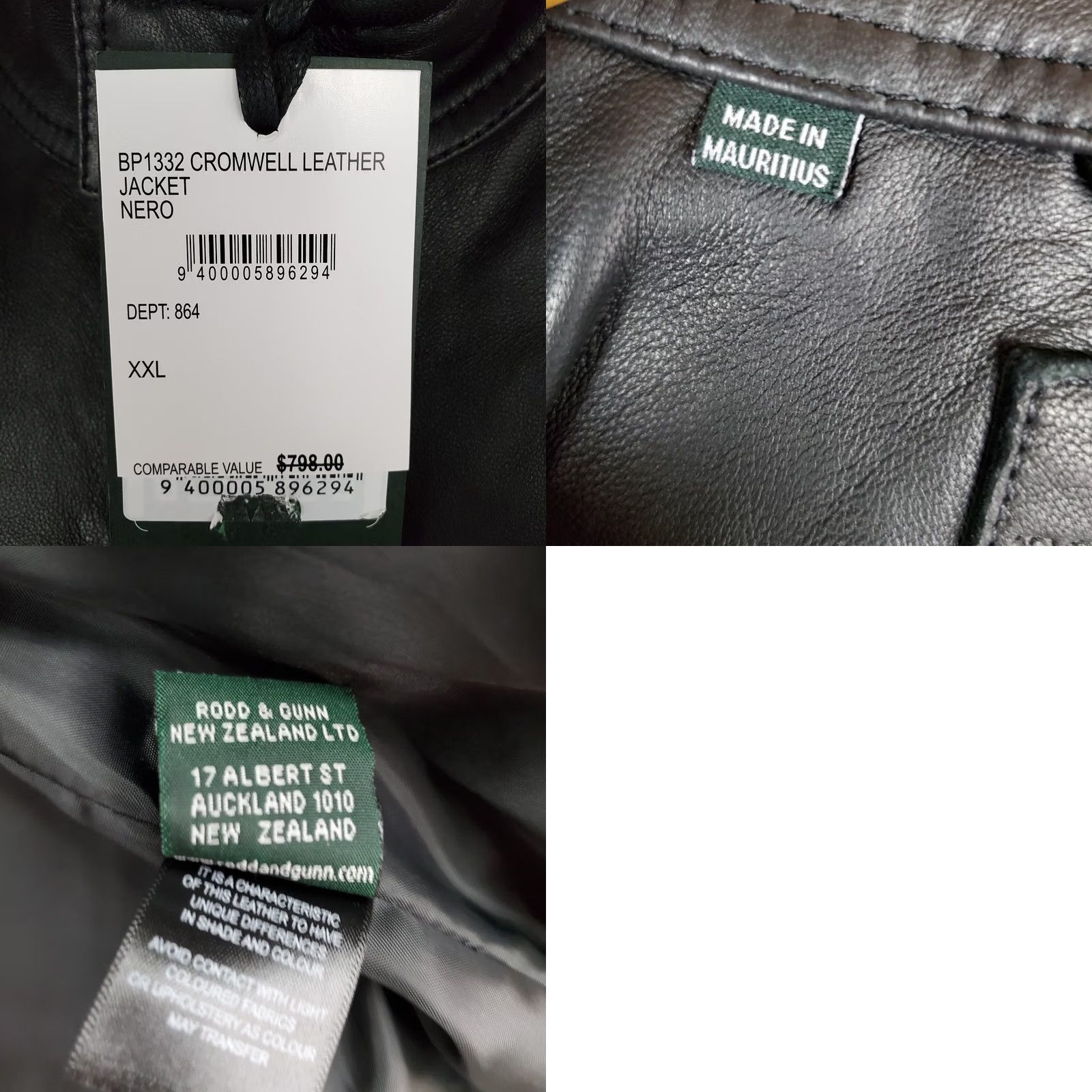 Rodd & Gunn RODD & GUNN Trucker Jacket Mens 2XL Leather Black Full Zip 100% Calfskin Stand-Up Collar Motorcycle Style Size US XXL / EU 58 / 5 - 11 Thumbnail