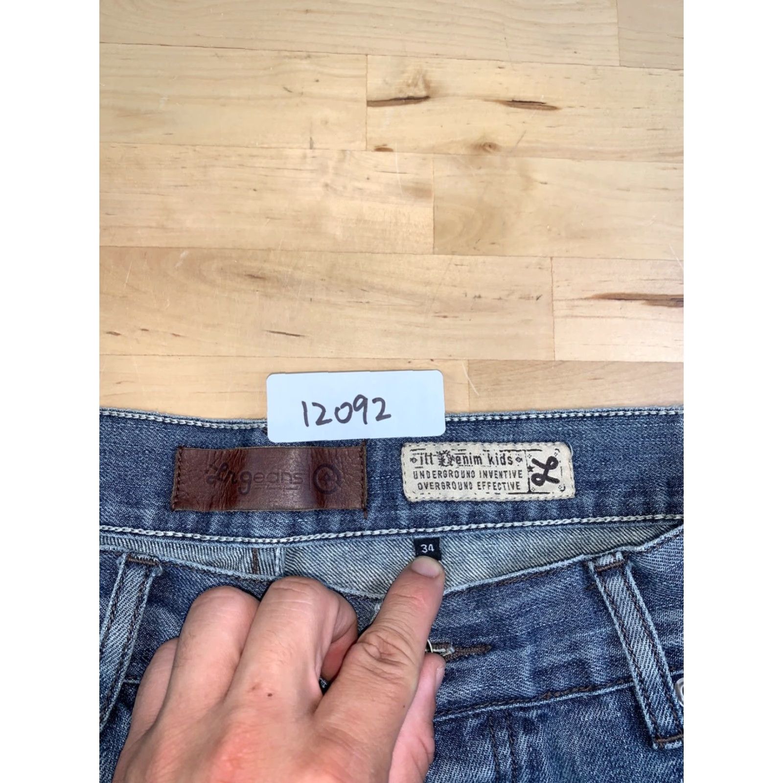 Denime LRG Jeans Denim Straight Jeans Mens 34x29 Blue Denim Dusted Medium Wash Pockets Easy Care 12092 Regular Fit Size US 34 / EU 50 - 2 Thumbnail