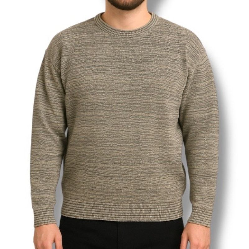 Vintage Vintage 90s Pronto Uomo Sweater Gray Green Wavy Knit Size US L / EU 52-54 / 3 - 10 Thumbnail