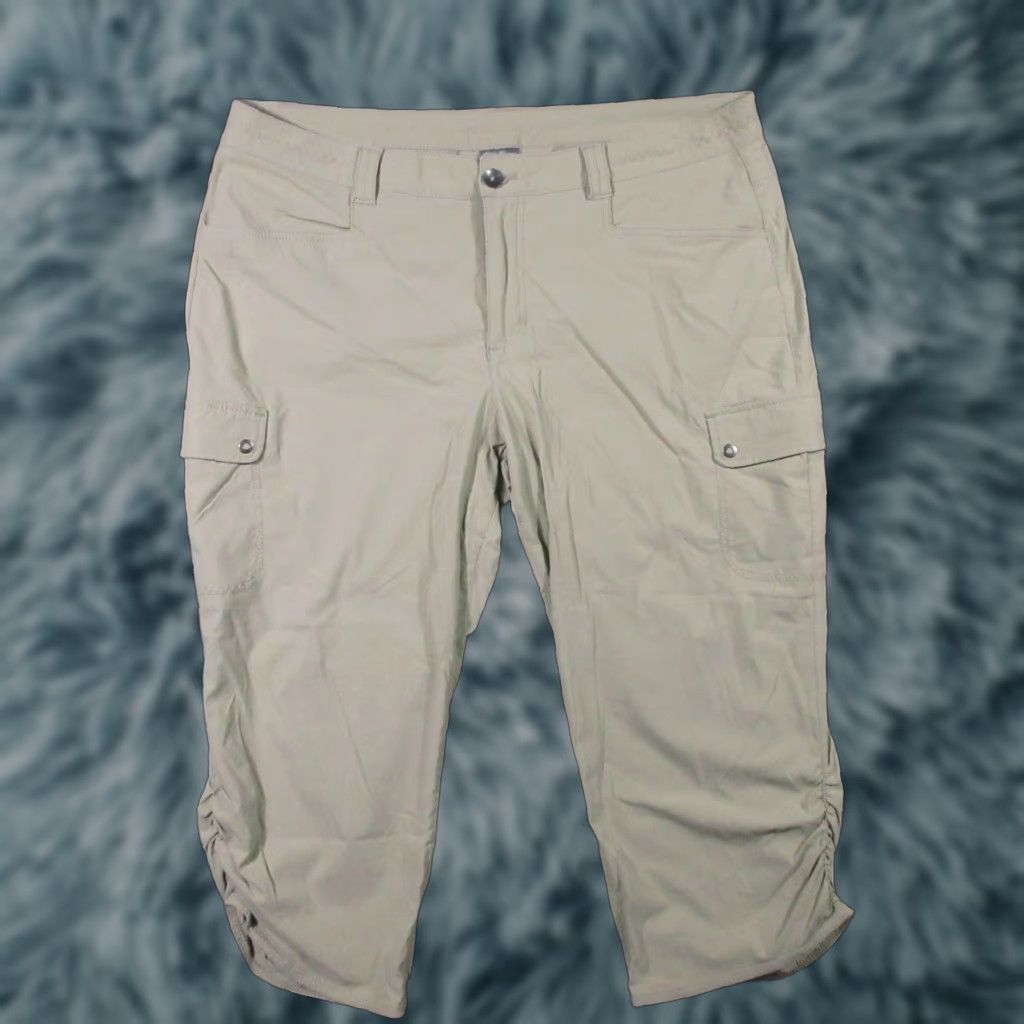 Eddie Bauer Eddie Bauer Pants Womens 16 Beige Cropped Regular Mid Rise Nylon Spandex Light Stretch Pockets Zipper Button Logo Solid Nature Size 38" / US 16 / IT 52 - 1 Thumbnail