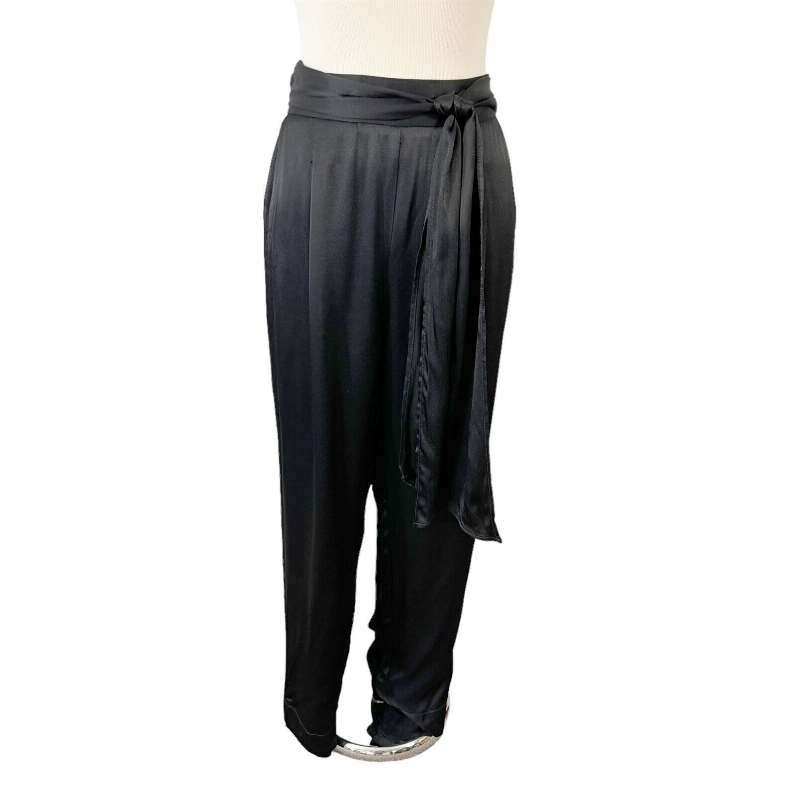 Anthropologie Anthropologie Ett:Twa Black Satin Dress Pants Size 10 Tie Wa Size 32" / US 10 / IT 46 - 3 Thumbnail