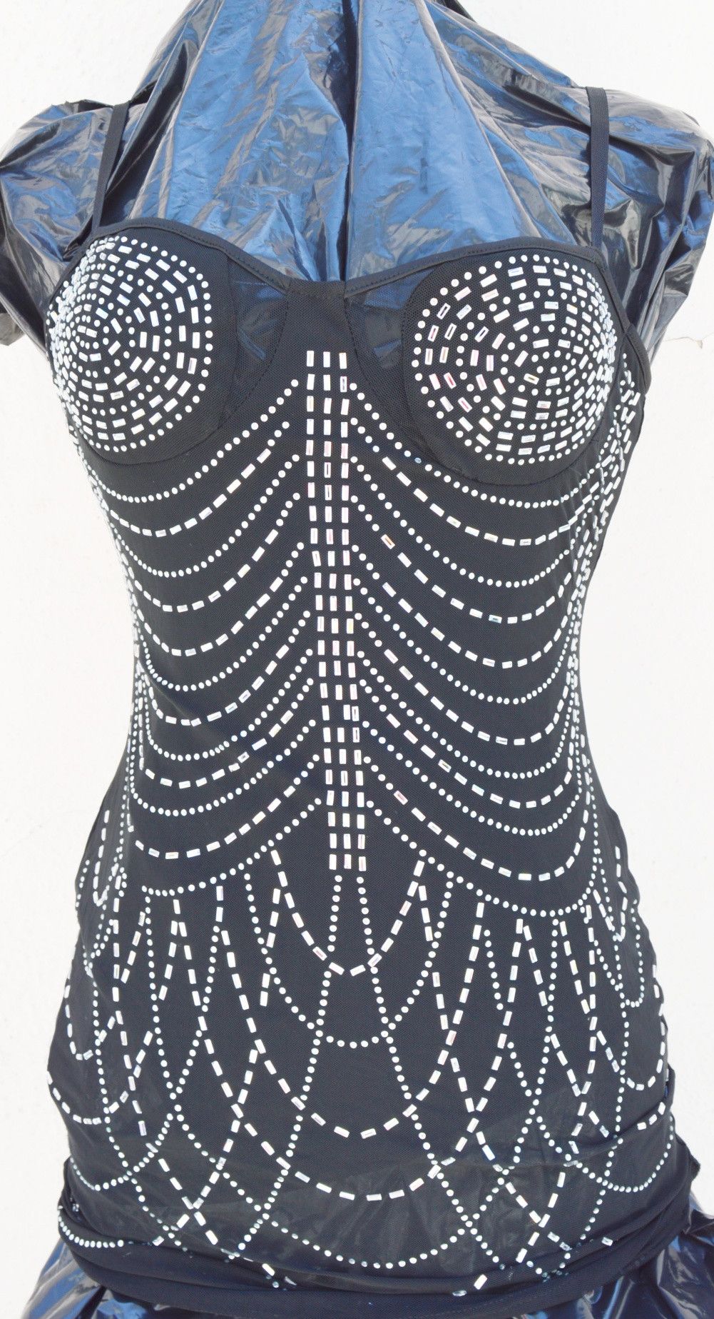 Other MINIDRESS SEQUIN/GLITTER SILVER BLACK STRAPS SUPER STRETCH Size M / US 6-8 / IT 42-44 - 3 Thumbnail