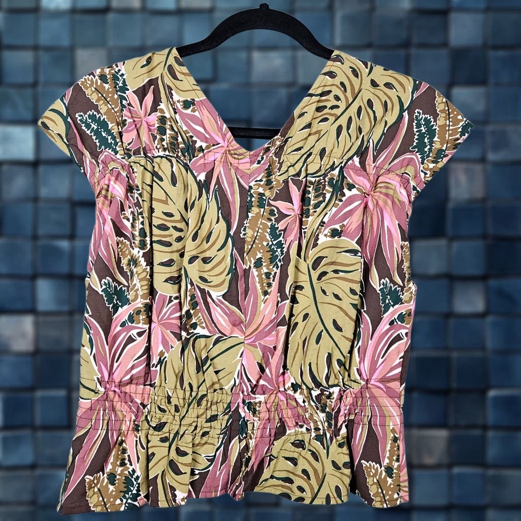 Madewell Madewell Women's Shirt Cap Sleeve Button-Up Brushstroke Monstera Sz M New Multicolor 90s Style Womens Size M / US 6-8 / IT 42-44 - 1 Thumbnail