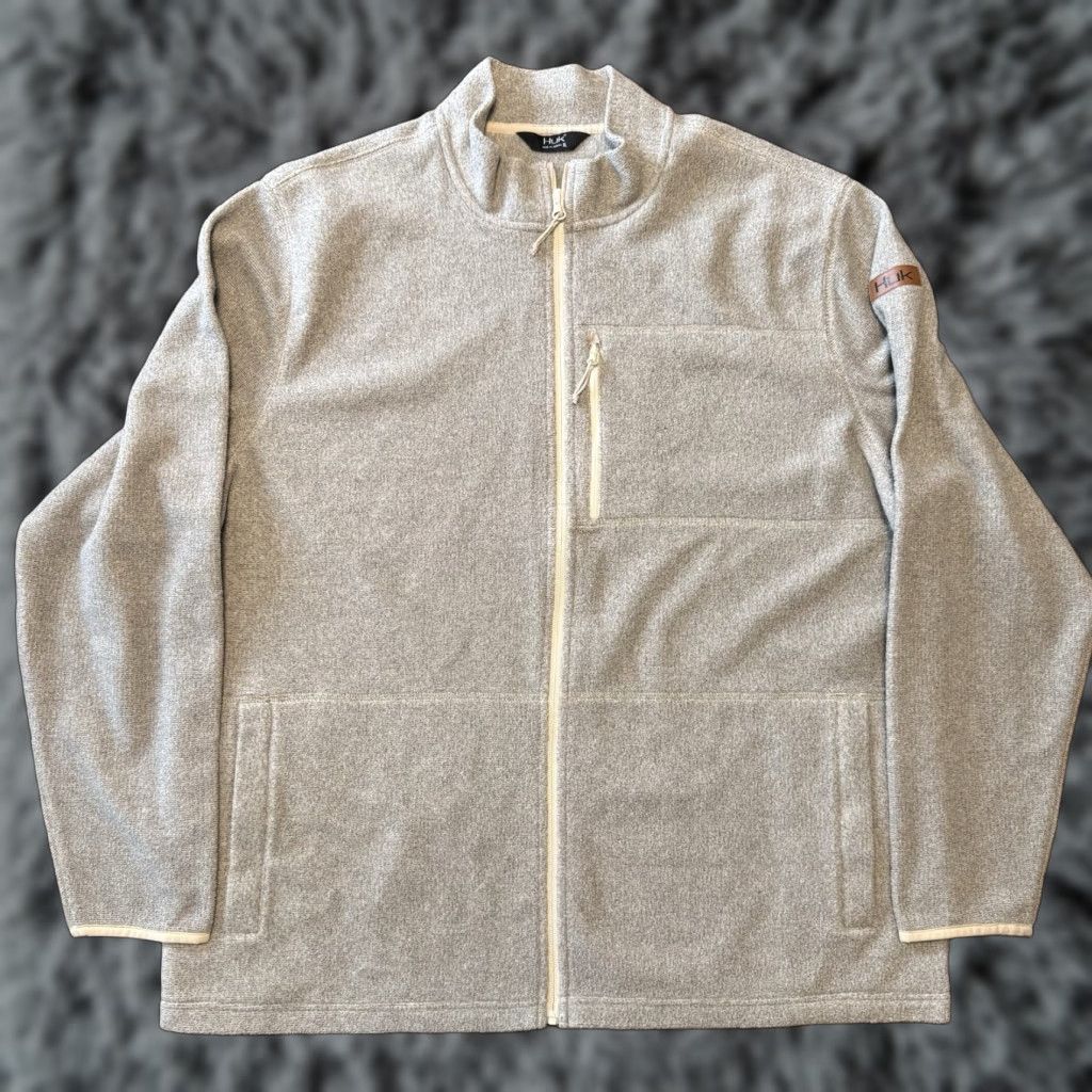 Vintage Huk Jacket Mens XL Full Zip Performance Fleece Beige Pockets Mock Neck Windbreaker Outdoor Fishing Hiking Size US XL / EU 56 / 4 - 1 Thumbnail