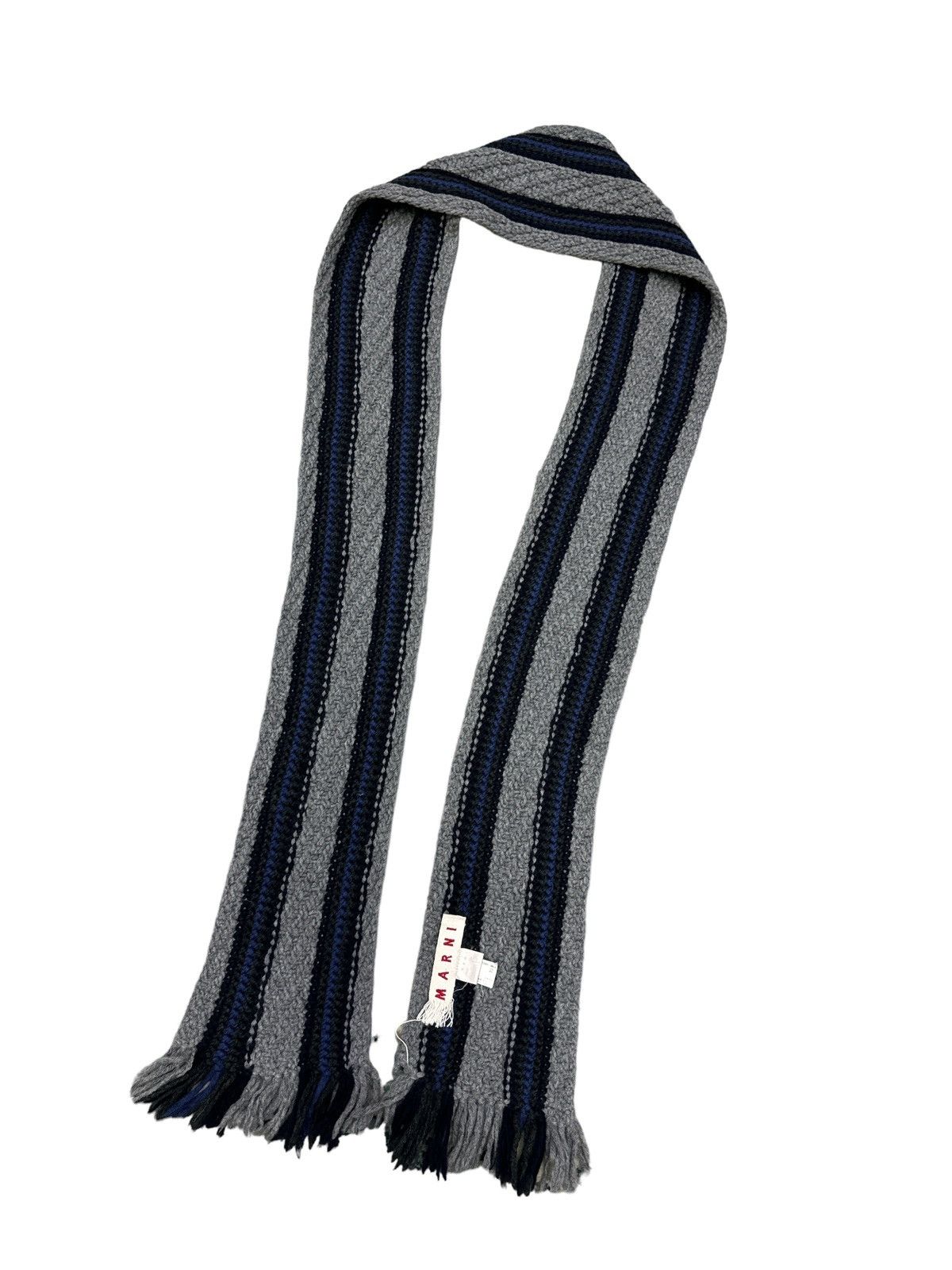 MARNI STRIPED PATTERN WOOL CASHMERE LONG SCARF MUFFLER