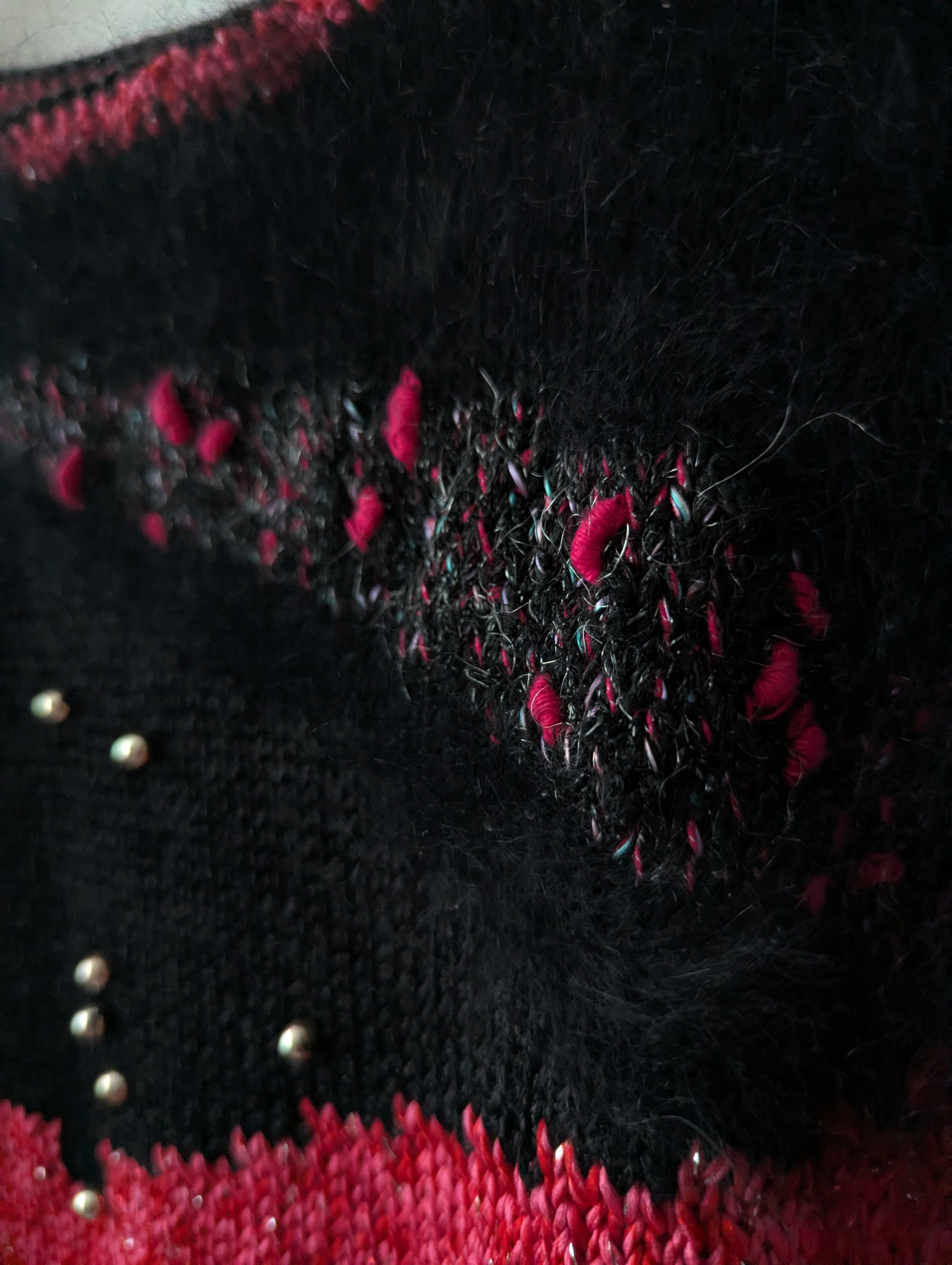 Vintage Vintage Black Red Mohair Knit Sweater Embellished Scandi Size M / US 6-8 / IT 42-44 - 7 Thumbnail