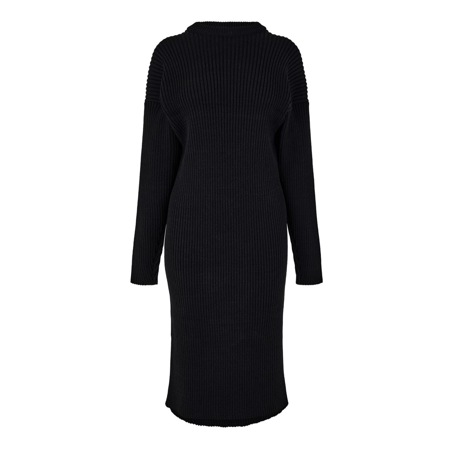 Bottega Veneta Bottega Veneta V-Neck Midi Sweater Dress in Black Size XL / US 12-14 / IT 48-50 - 1 Thumbnail