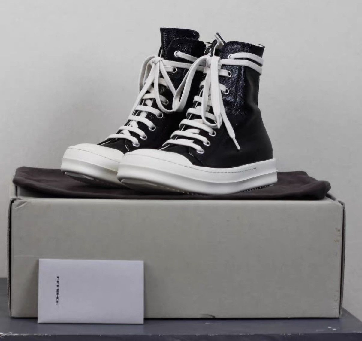 Rick Owens Rick Owens DRKSHDW New Waxed Finish High-Top Sneakers Size US 6 / IT 36 - 1 Thumbnail