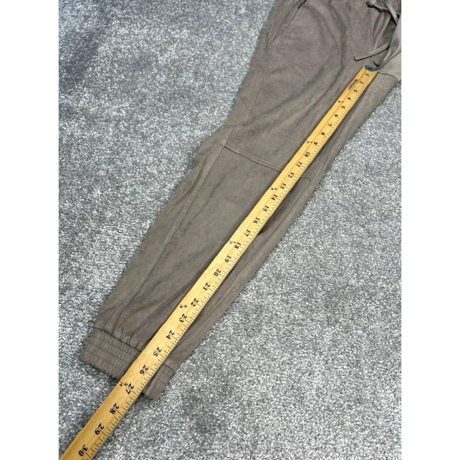 Zara VINTAGE Zara Joggers Womens XS Taupe Faux Suede Drawstring New * Size 26" / US 2 / IT 38 - 3 Thumbnail
