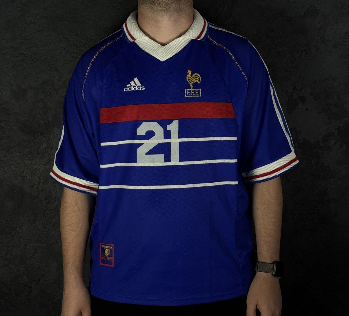 Vintage Rare DUGARRY 21 France Football Shirt 1998/00 Size US XL / EU 56 / 4 - 1 Thumbnail