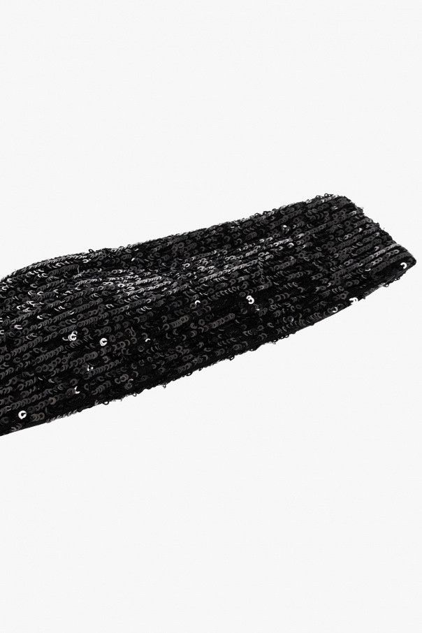 Saint Laurent Paris o1la1rc1a1025 Size: S / Headband in Sequins and Jersey Black Size ONE SIZE - 4 Thumbnail