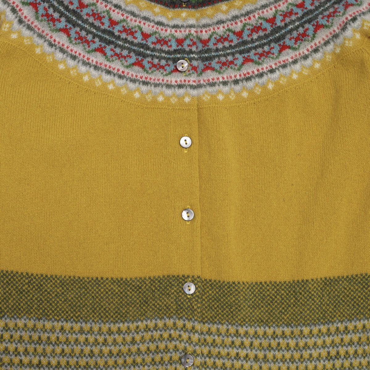 Other Eribe Scotland Fair Isle Pattern Cardigan Sweater Wool Yello Size L / US 10 / IT 46 - 5 Thumbnail