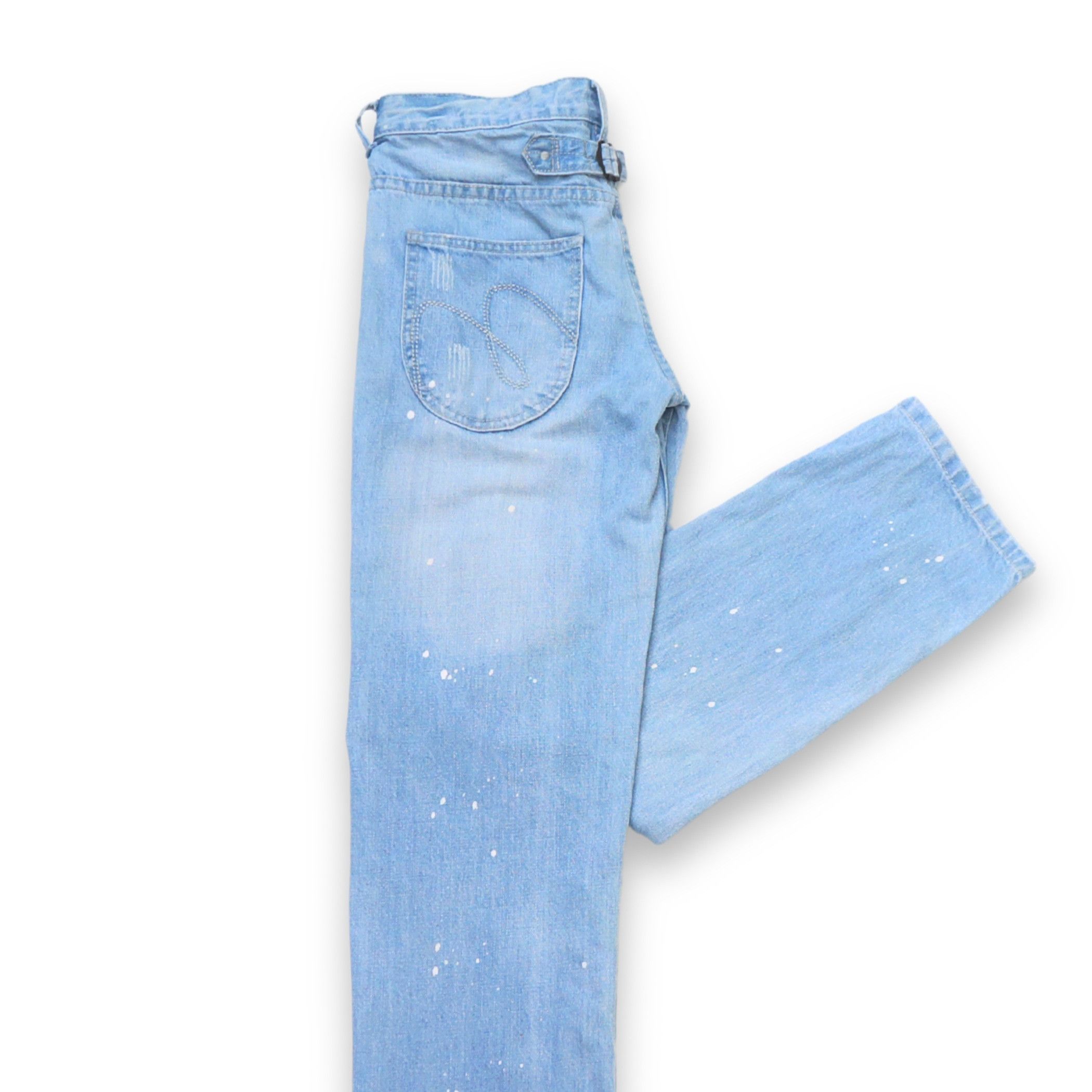 Japanese Brand MILI MILI Ripped And Paint Splattered With Cinch Back Jeans Size 27" / US 4 / IT 40 - 4 Thumbnail