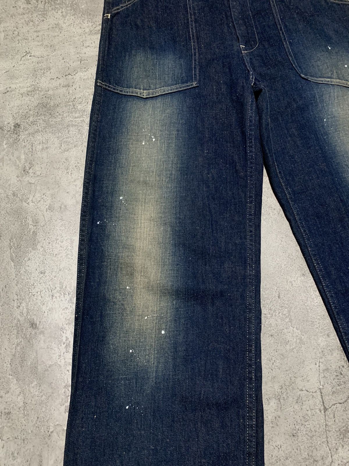 Le Grande Bleu (L.G.B.) Vintage Duffers fatigue buckleback splatter wide leg denim Size US 34 / EU 50 - 3 Thumbnail