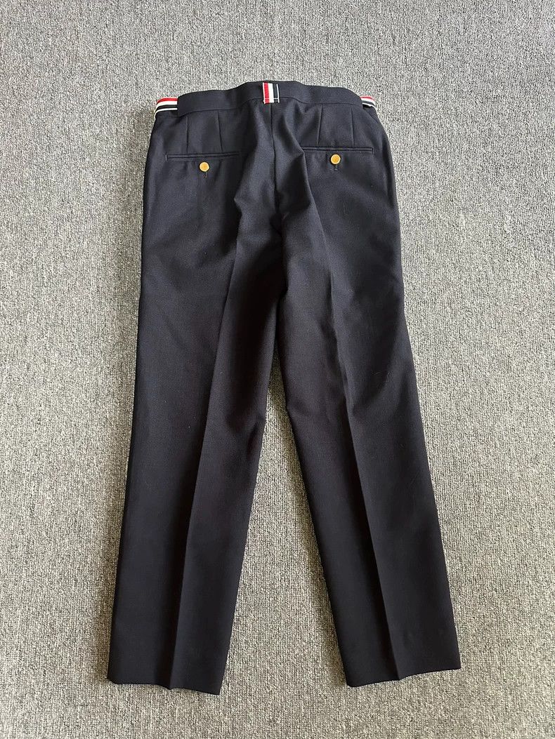Thom Browne Thom Browne size 0 Deep blue gold buckle striped trousers Size US 27 - 3 Thumbnail