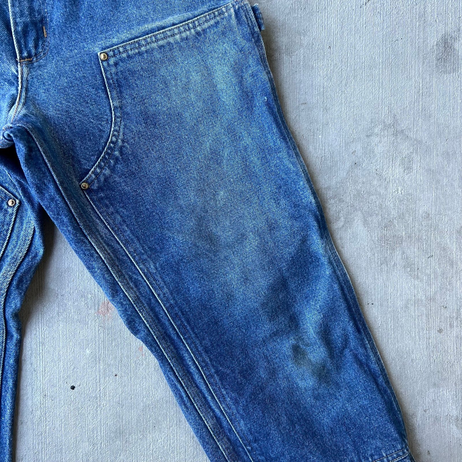 Carhartt × Vintage Vintage Carhartt blue denim jeans double knee work pants Size US 32 / EU 48 - 9 Thumbnail